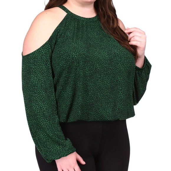 MICHAEL Michael Kors Tops - Michael Kors Plus Size Cold-Shoulder Green Top